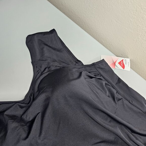 Lands End 22W Black One Piece Swimsuit Tummy Control Cap Sleeve X Back Lined Cup - Picture 5 of 9